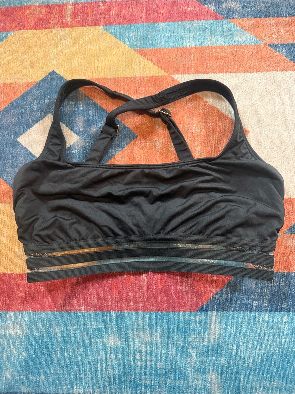 Gibson Latimer Black Mesh-Trim Bikini Top
